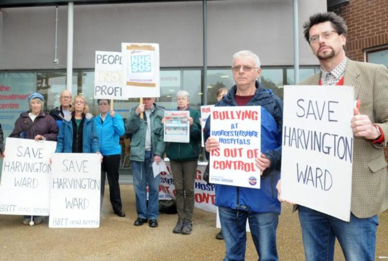 Labour’s Stephen Brown ( pic right) supporting NHS campaigners calling for Harvington (mental health) Ward at Kidderminster Hospital to be saved prior to its closure (pic: The Shuttle)