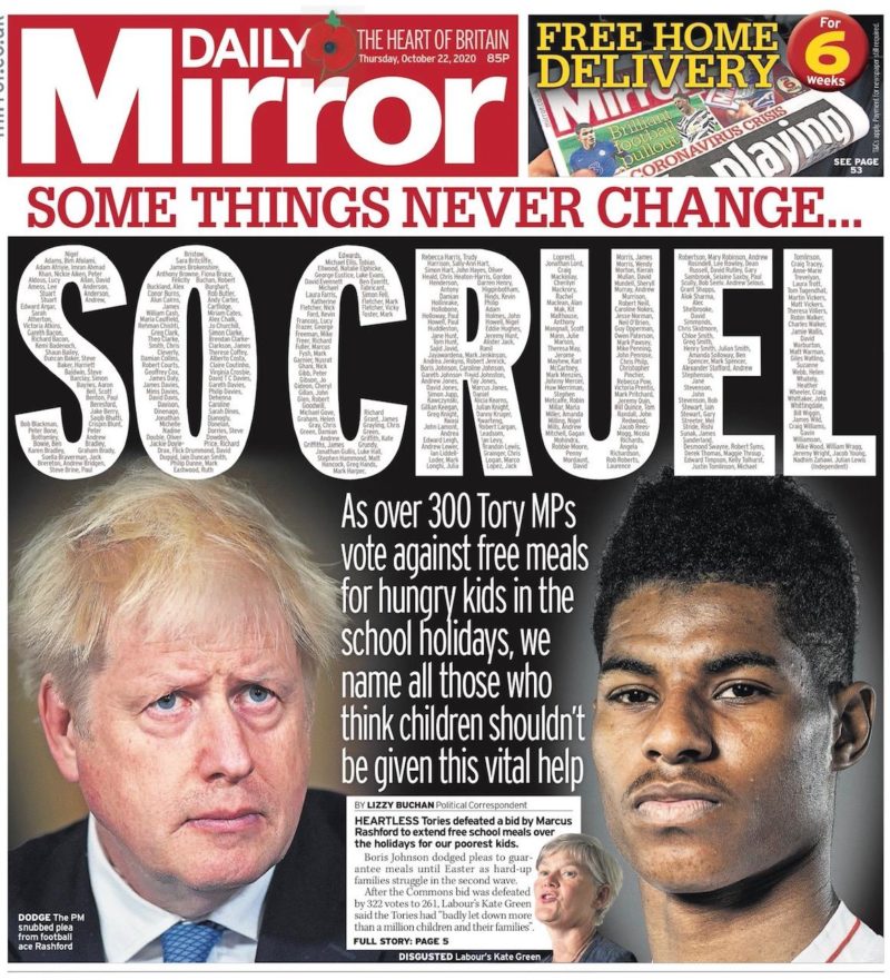 Daily Mirror - Tories so cruel headline